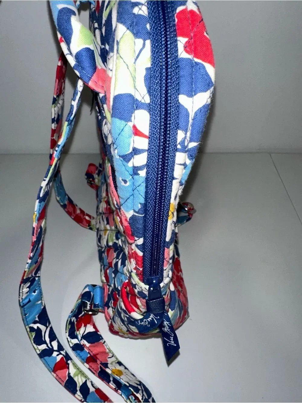 Vera Bradley Summer Cottage Blue White Multi Floral Quilted Small Backpack